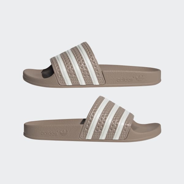 beige adidas slides
