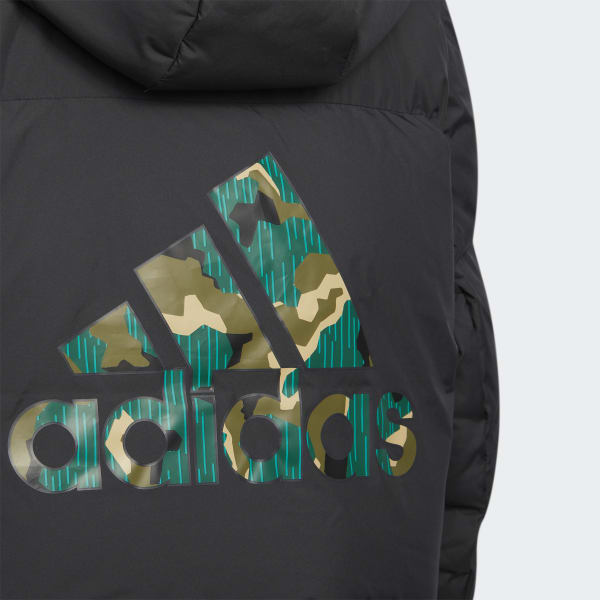 Schwarz Badge of Sport Long Length Daunenjacke