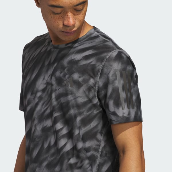 adidas Own The Run Allover Print Tee - Grey | Free Shipping