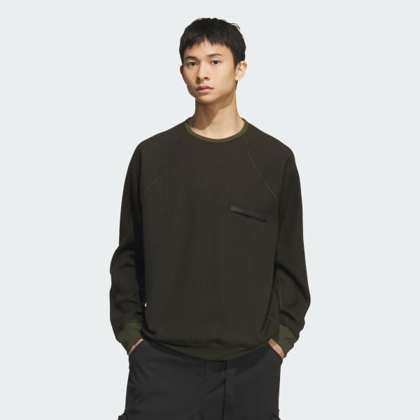 グリーン シティエスケープ ルーズフィット 裏起毛 ワッフル スウェット