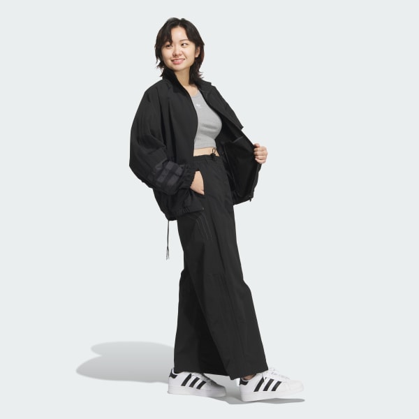 Black Ruched Track Top Jacket