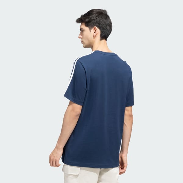 Blue 3-Stripes Cotton Tee