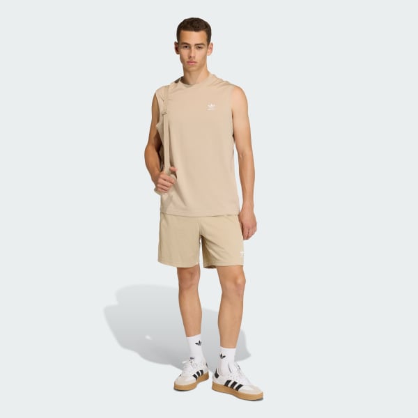 Beige TREFOIL ESSENTIALS SLEEVELESS T-SHIRT