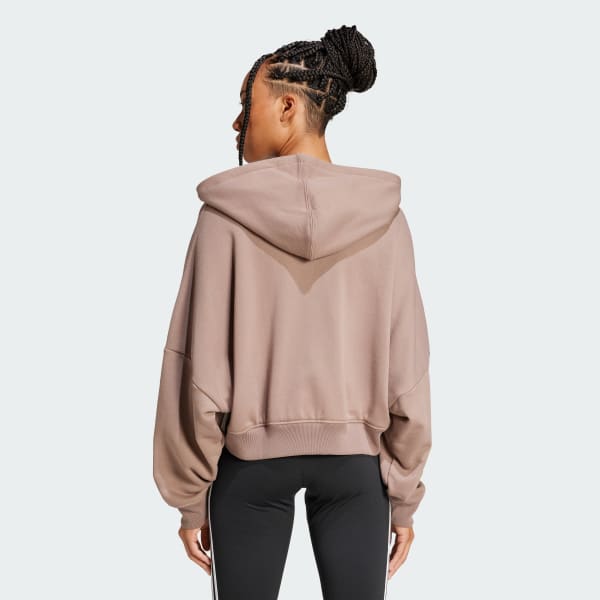 Brown Essentials Short Full-Zip French Terry Hoodie
