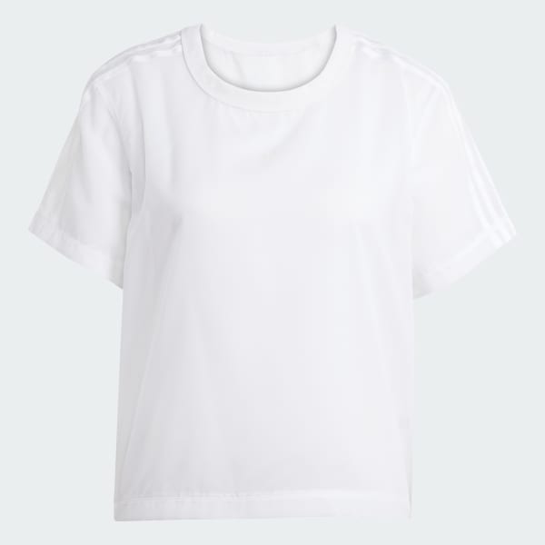 ホワイト アディカラー シアー スリーストライプス 半袖Tシャツ