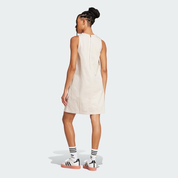 Beige Vestido Estampado Dungaree Midi
