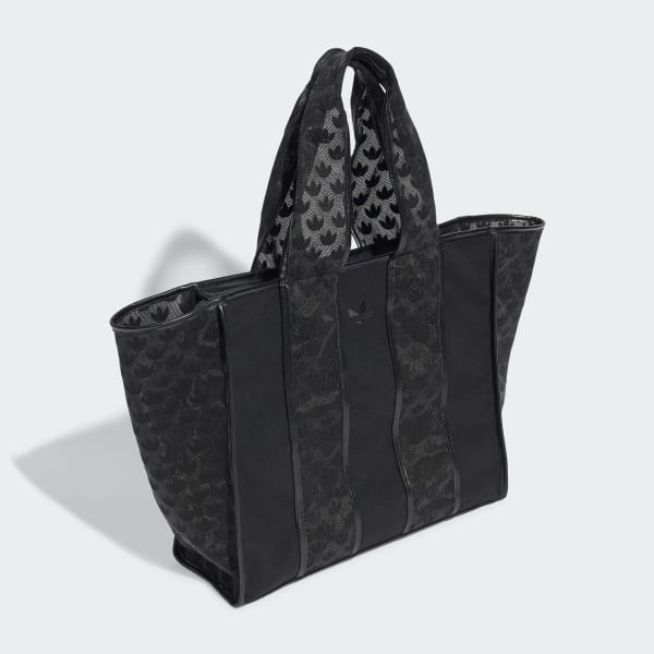 Black Monogram Mesh Canvas Shopper Bag