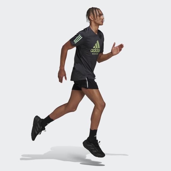 Grey Own the Run AEROREADY Graphics In-Line Running Short Sleeve T-Shirt VC650