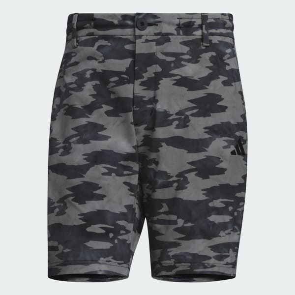 Black Allover Print Golf Shorts
