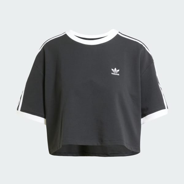 adidas Adicolor 3-Stripes Loose Crop Tee - Black | Free