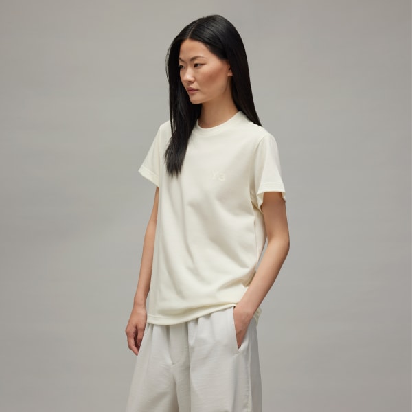 White Y-3 프리미엄 레귤러 반팔 티