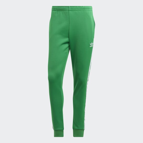 Adidas Track Pants Men Large Green Solid Straight Zipped Leg Windbreaker  Lined