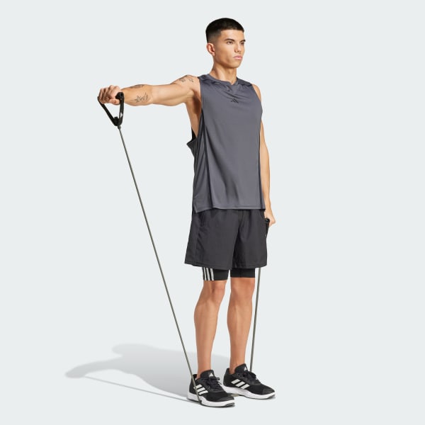 สีดำ กางเกงรัดรูปขาสั้น TECHFIT Compression Training 3-Stripes