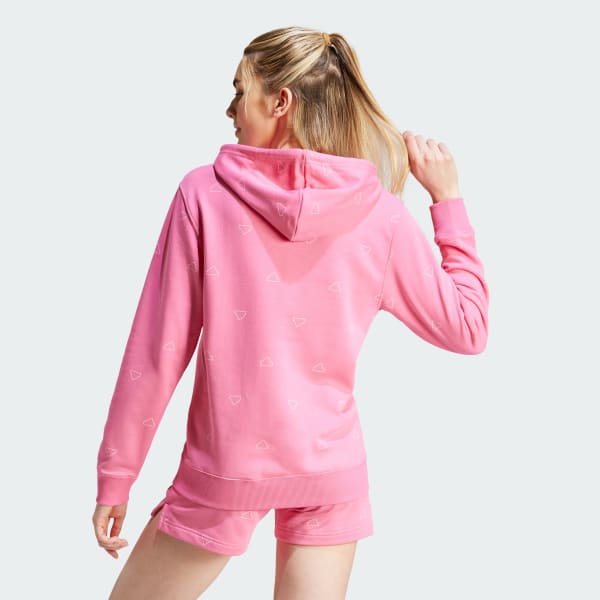 Rosa Buzo con Capucha Essentials Monogram Regular Felpa Francesa Estampado