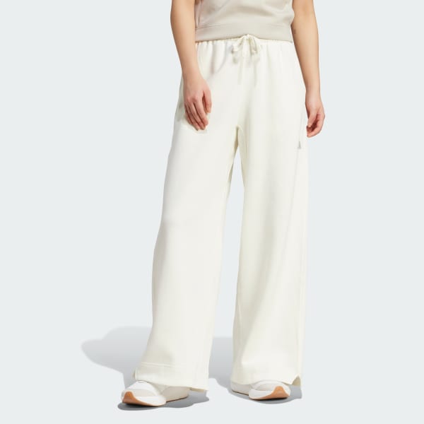 Λευκό ALL SIZE Fleece Loose Wide-Leg Pants