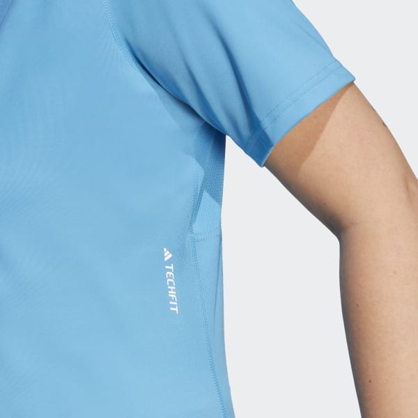 adidas Techfit Short Sleeve Training T-Shirt – Große Größen - Blau ...