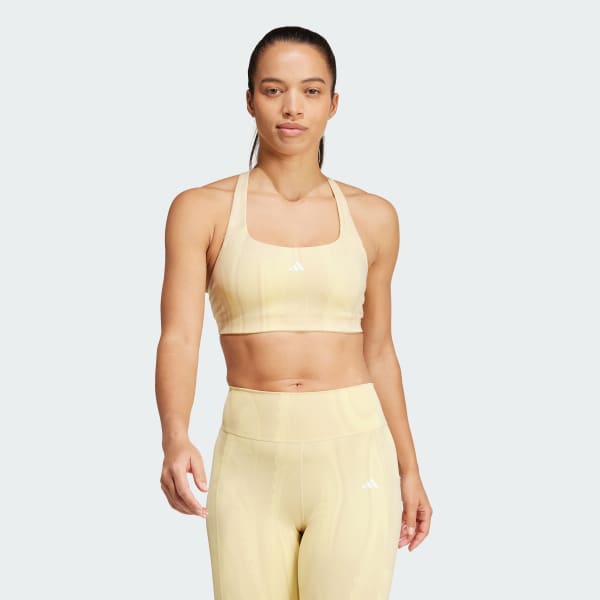 Amarillo Top Deportivo Powerimpact Training 3 Franjas Soporte Medio