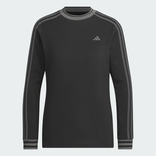 ブラック 【ゴルフ】保温 スリーストライプス モックネック 長袖シャツ