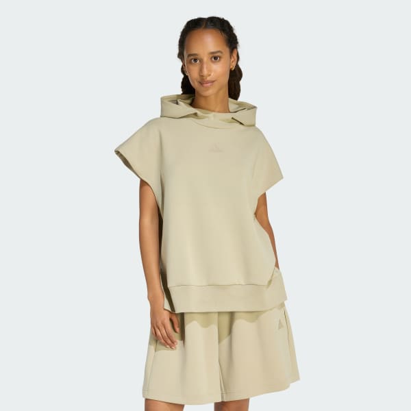 Cafe Sudadera con Gorro Soft Lux sin Mangas Holgada