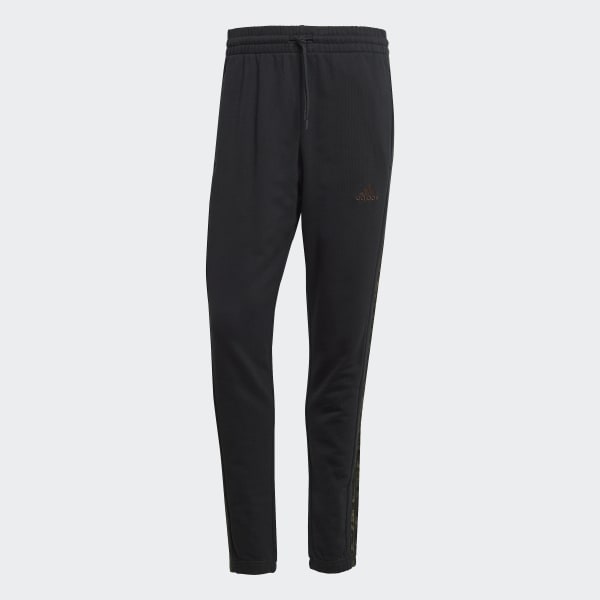 Preto Calça Moletinho Barra Elástica Afunilada Essentials 3-Stripes