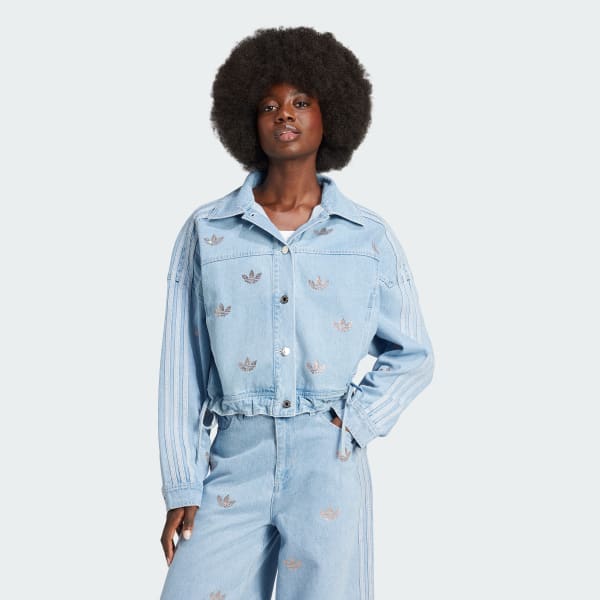 adidas Denim Rhinestone Jacket Blue adidas UK