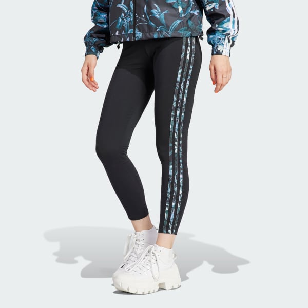 adidas Originals leggings with tropical floral print in black