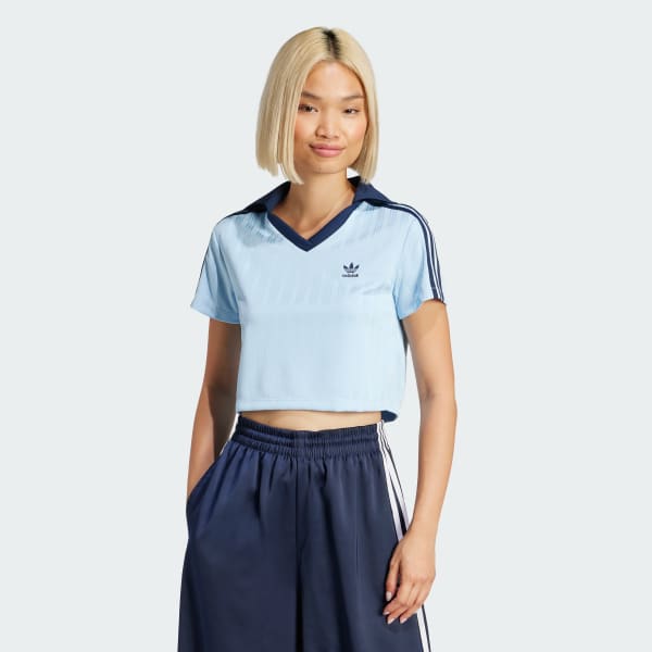 Camiseta Polo Adicolor Football Jacquard V-Neck Crop