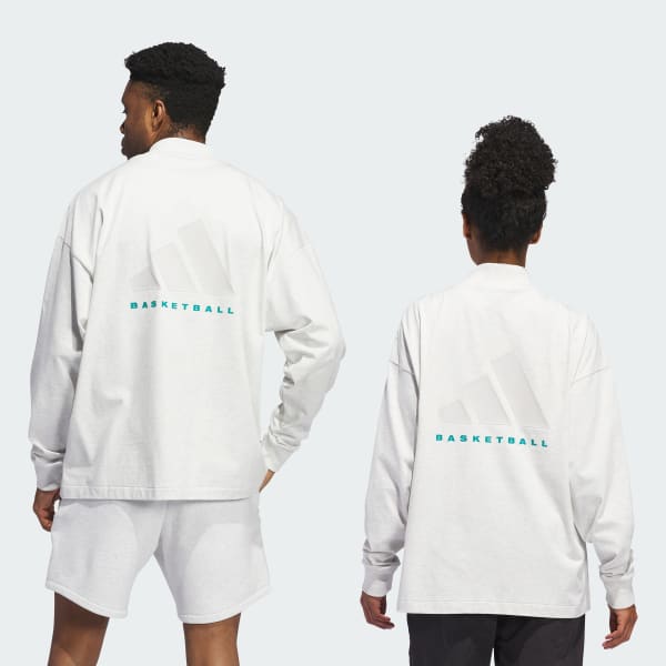 Gris Camiseta Basketball Manga Larga (Unisex)