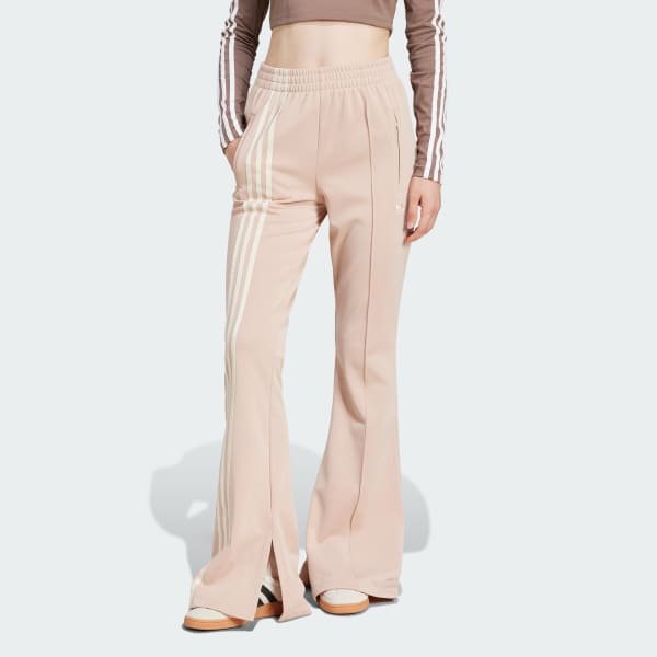 Bege Calças à Boca de Sino 3-Stripes Firebird