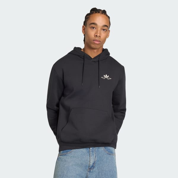 Black Japanese Forg Graphic Loose Hoodie