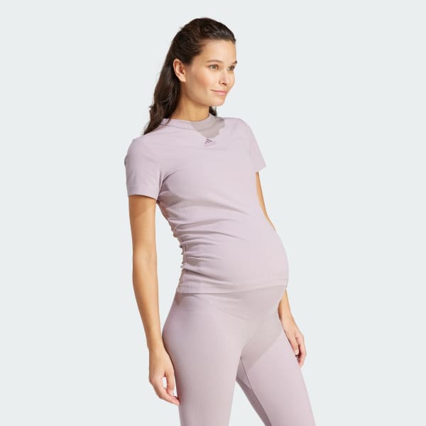 Paars Ribbed Fitted T-shirt (Positiekleding)