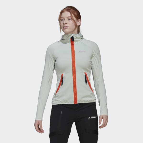 adidas Women\'s TERREX Fleece Light US Jacket Tech Hiking adidas | | Hooded - Green Hiking