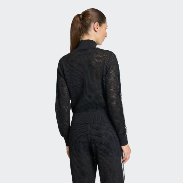 cierna TEPLÁKOVÝ TOP KNITTED CROCHET FIREBIRD TRACK TOP