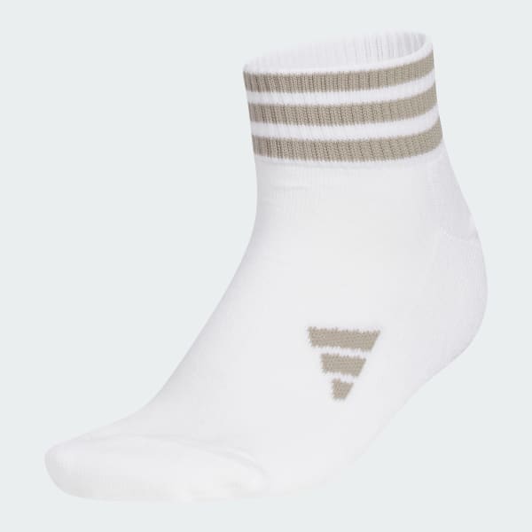 ホワイト 【ゴルフ】アンクル丈 スリーストライプス クッションソックス