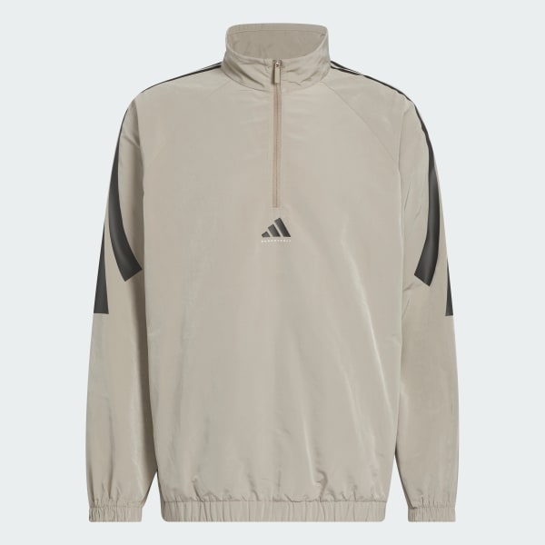 สีเบจ เสื้อวอร์มผ้าทอซิปยาวครึ่งตัว adidas Basketball