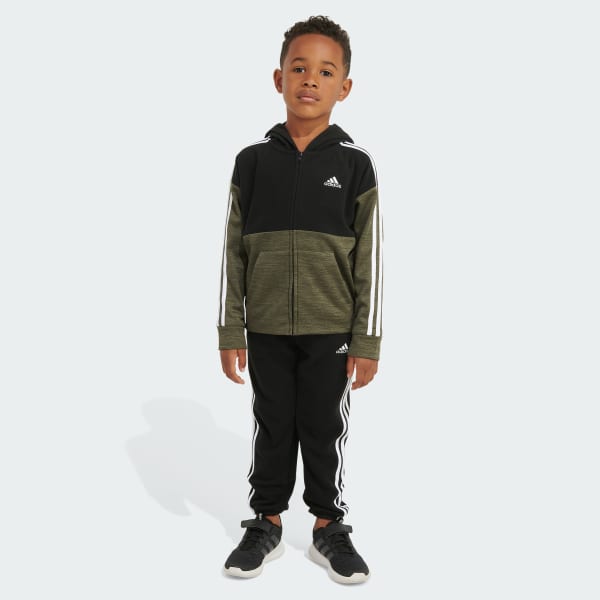 adidas Two-Piece Fleece Hoodie Mix Jacket Set - Black | Kids' Training ...