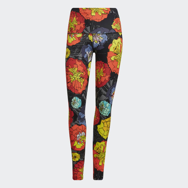 Siyah Floral Koşu Taytı WY524