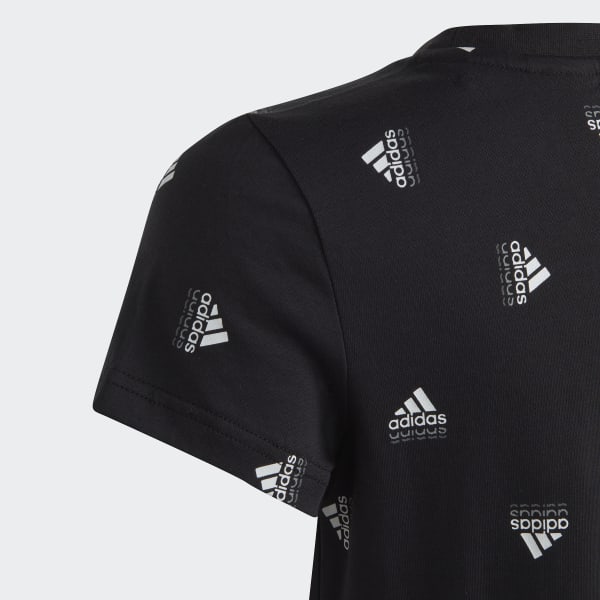 Negro Playera de Algodón Estampada Brand Love