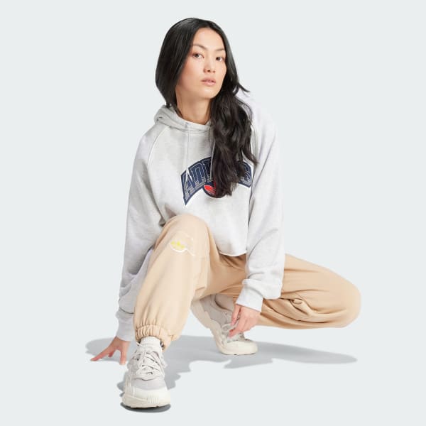 Beige Pantalón Deportivo Corte Holgado