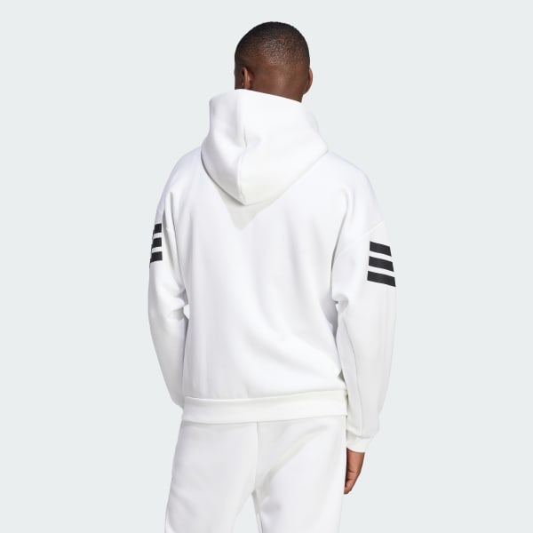 Hvit Future Icons 3-Stripes Full-Zip Hettejakke