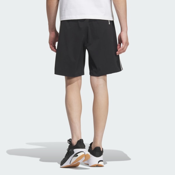 ブラック エッセンシャルズ プラス ルーズフィット スリーストライプス ウーブンショーツ