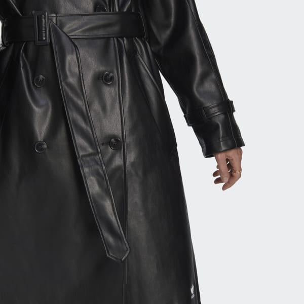 Nero Faux Leather Trench Coat ELM70