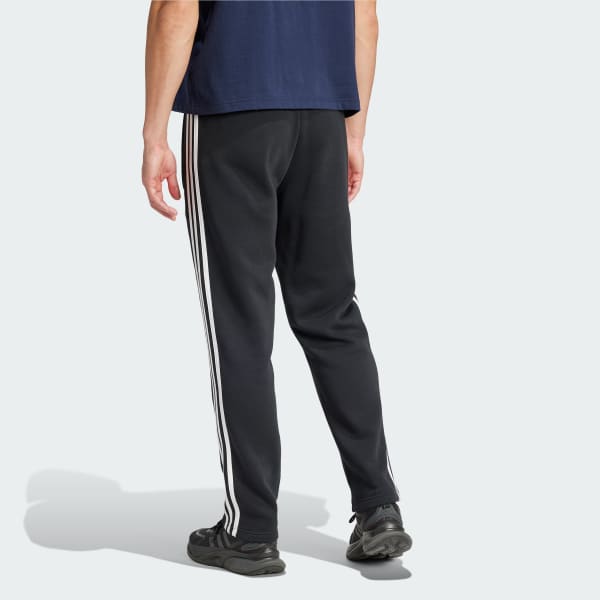 adidas Essentials 3-Stripes Open Hem Fleece Pants - Black, Men's Lifestyle