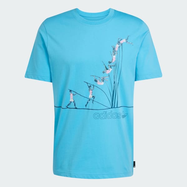 ブルー アディダス オリジナルス 半袖Tシャツ