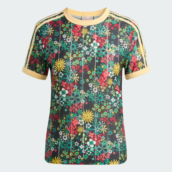 Czerń KOSZULKA ADIDAS ORIGINALS X LIBERTY LONDON 3 STRIPES