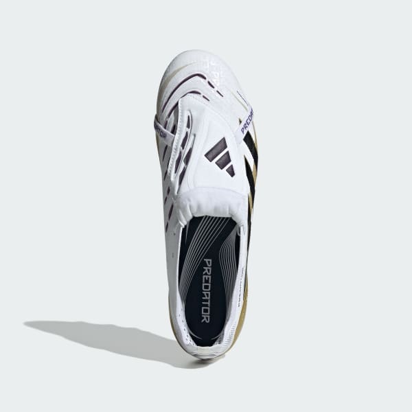 White Predator Elite Fold-Over Tongue Artificial Grass Boots