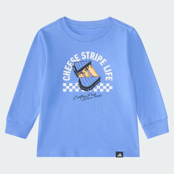 Blue 2-Piece Long Sleeve Graphic Cotton Tee & Elastic Waistband Cargo Jogger Set
