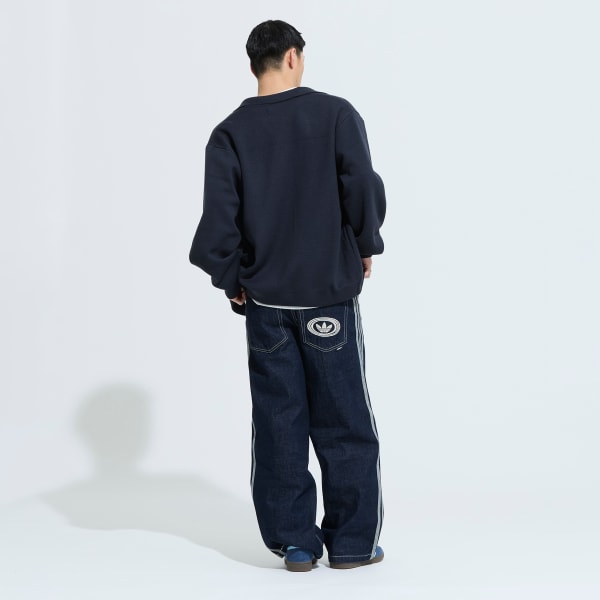 ブルー 90s オルタナティブ スポーツ ワイドレッグ スケーター ジーンズ