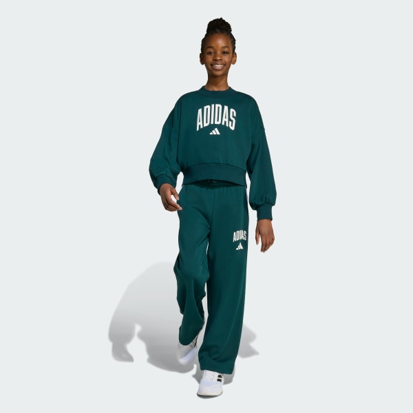 Green Seasonals Essentials Collegiate Typography Crewneck Sweatshirt Kids