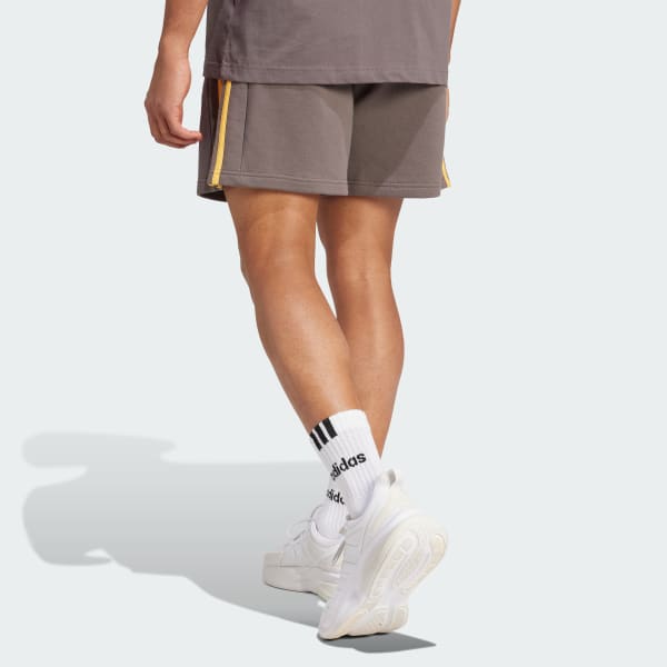 Brown Essentials French Terry 3-Stripes Shorts